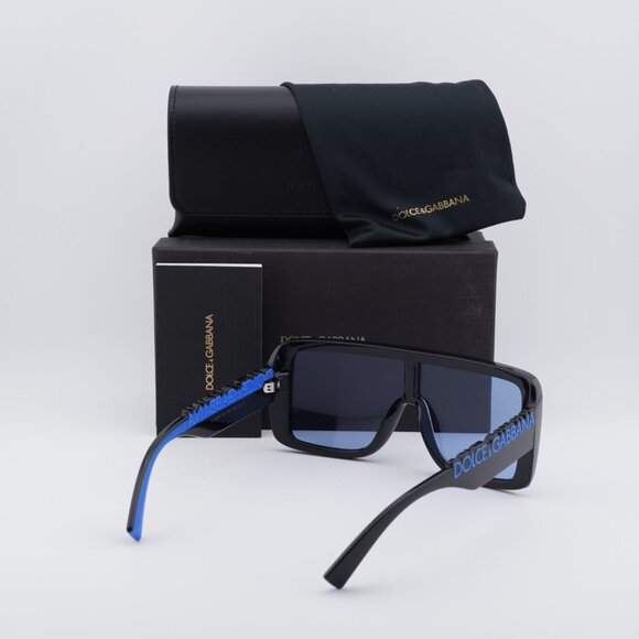 Dolce & Gabbana DG6204 501/80 Shield Sunglasses - Shiny Black/Blue main image 8